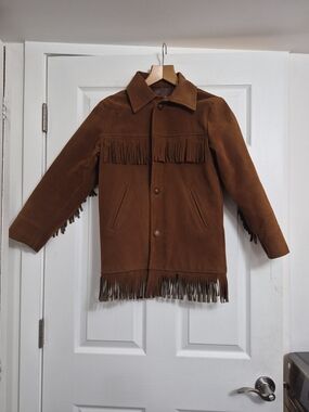 Women's Brown Fake-Suede Fringe Jacket